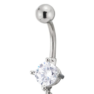 Belly Chain Belly Button Ring Body Jewelry Piercing Navel Ring with Dangle Cubic Zirconia Circle