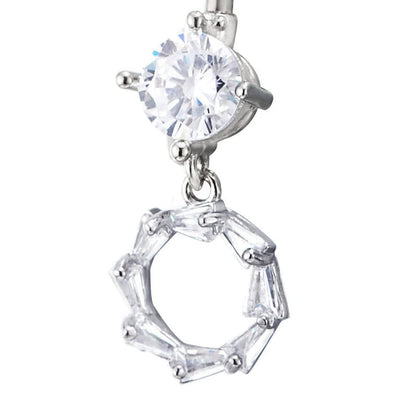 Belly Chain Belly Button Ring Body Jewelry Piercing Navel Ring with Dangle Cubic Zirconia Circle