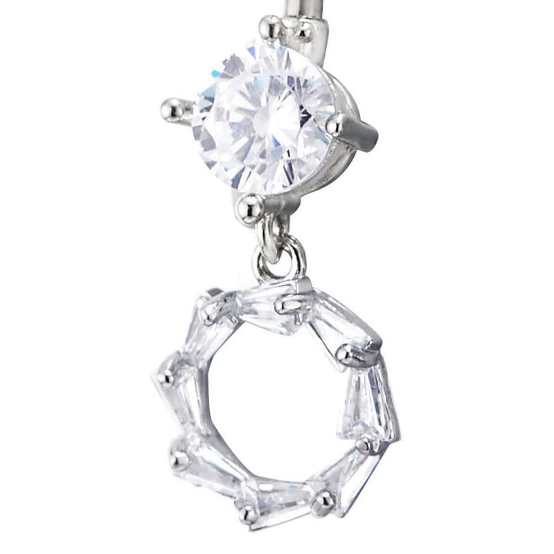 Belly Chain Belly Button Ring Body Jewelry Piercing Navel Ring with Dangle Cubic Zirconia Circle