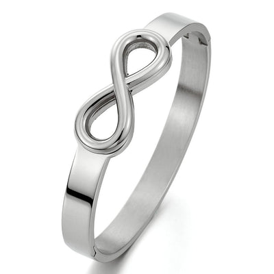 COOLSTEELANDBEYOND Stainless Steel Friendship Infinity Love Number 8 Bangle Bracelet for Womens Polished - COOLSTEELANDBEYOND Jewelry