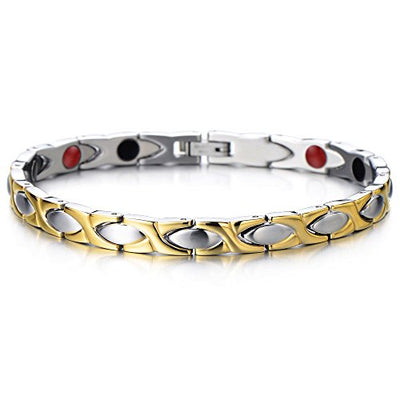 COOLSTEELANDBEYOND Steel Ladies Magnetic Bracelet with Magnets Free Link Removal Kit - coolsteelandbeyond