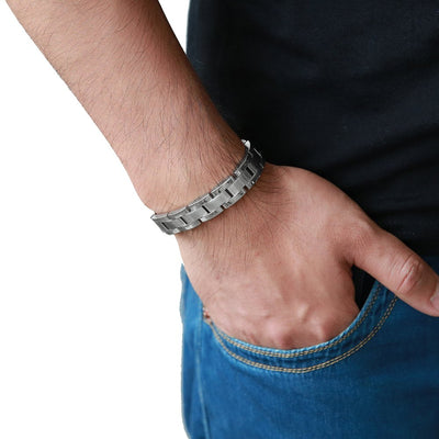 COOLSTEELANDBEYOND Timeless Stainless Steel Link Men Bracelet, Free Link Removal Tool - coolsteelandbeyond