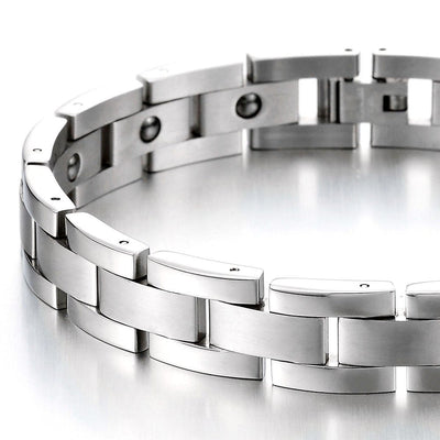 COOLSTEELANDBEYOND Timeless Stainless Steel Link Men Bracelet, Free Link Removal Tool - coolsteelandbeyond