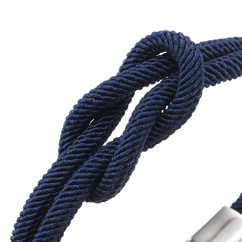 Friendship Nautical Knot Dark Blue Cotton Straps Double-Lap Wristband Bracelet for Men and Women