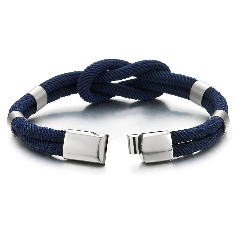Friendship Nautical Knot Dark Blue Cotton Straps Double-Lap Wristband Bracelet for Men and Women