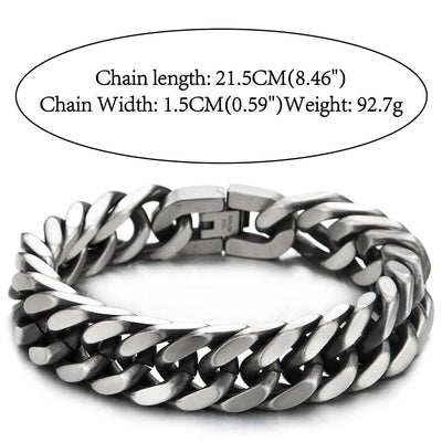 Masculine Mens Stainless Steel Large Curb Chain Bangle Bracelet, Old Metal Finished - COOLSTEELANDBEYOND Jewelry