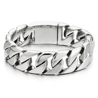 Masculine Mens Stainless Steel Large Curb Chain Link Bracelet - COOLSTEELANDBEYOND Jewelry