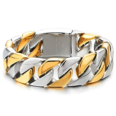 Masculine Mens Stainless Steel Large Curb Chain Link Bracelet - COOLSTEELANDBEYOND Jewelry