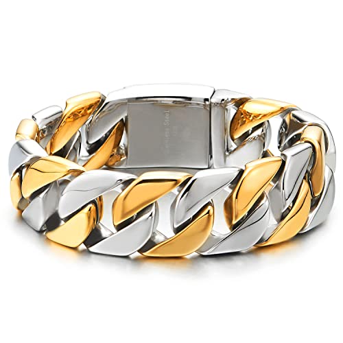Masculine Mens Stainless Steel Large Curb Chain Link Bracelet - COOLSTEELANDBEYOND Jewelry