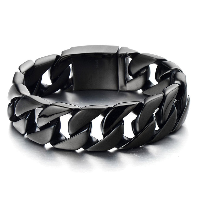 Masculine Mens Stainless Steel Large Curb Chain Link Bracelet - COOLSTEELANDBEYOND Jewelry