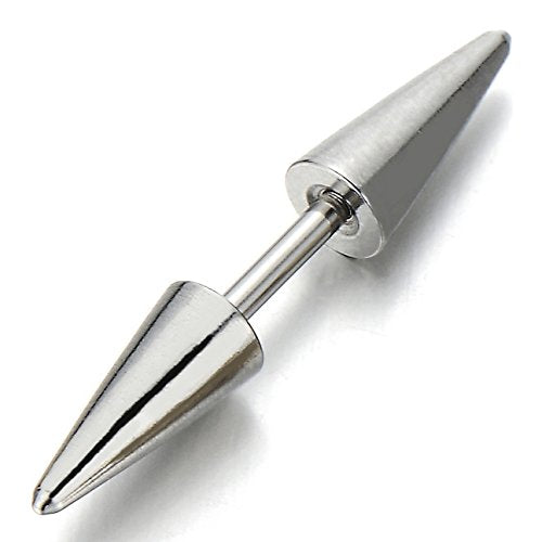 1 Pair Double Spike Stud Earrings in Stainless Steel for Men and Women - coolsteelandbeyond