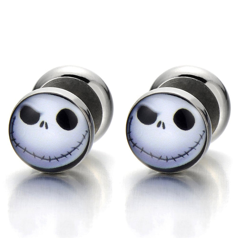 10MM Alien Stud Earrings for Men Women, Stainless Steel Illusion Tunnel Plug Screw Back, 2pcs - coolsteelandbeyond