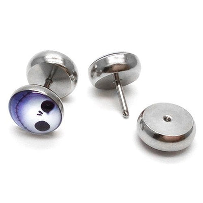 10MM Alien Stud Earrings for Men Women, Stainless Steel Illusion Tunnel Plug Screw Back, 2pcs - coolsteelandbeyond