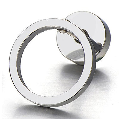 10MM Open Circle Screw Stud Earrings for Men Women Steel Cheater Fake Ear Plugs, 2 pcs - coolsteelandbeyond