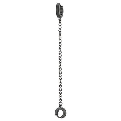 1pcs Stainless Steel Black Chain Double Huggie Hinged Hoop Earrings for Men Women - coolsteelandbeyond