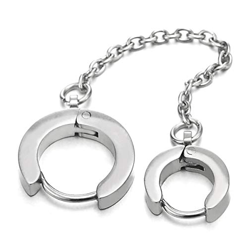 1pcs Stainless Steel Long Chain Double Huggie Hinged Hoop Earrings for Men Women, Classic - coolsteelandbeyond