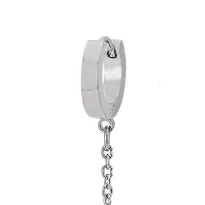 1pcs Stainless Steel Long Chain Double Huggie Hinged Hoop Earrings for Men Women, Classic - coolsteelandbeyond