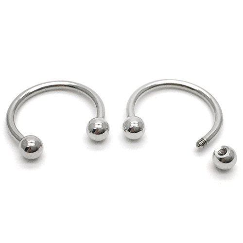 2 Stainless Steel Bead Half Hoop Huggie Hinged Earrings for Men Women, Screw Back - coolsteelandbeyond