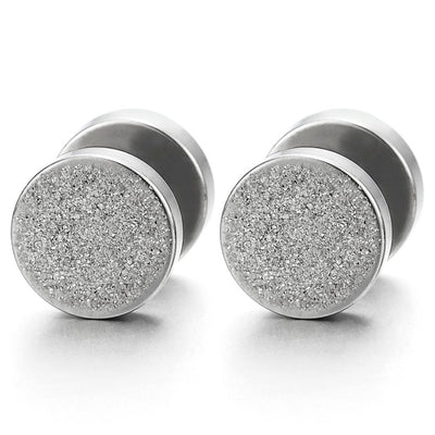 2pcs 12MM Satin Screw Circle Stud Earrings for Men Women Steel Cheater Fake Ear Plugs Gauges - COOLSTEELANDBEYOND Jewelry