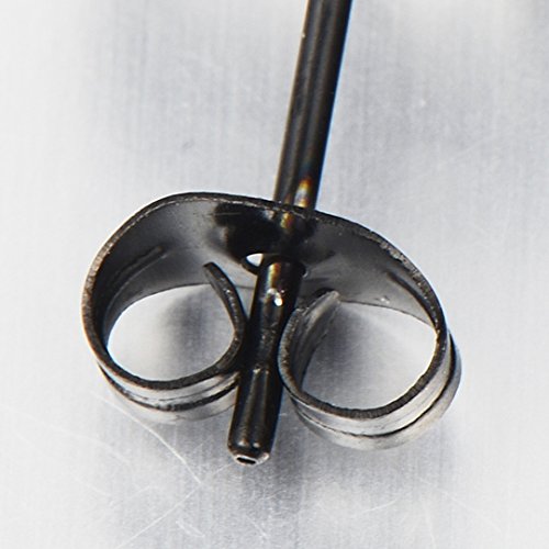 2pcs 6-12mm Stainless Steel Black Satin Circle Stud Earrings for Men Women - coolsteelandbeyond