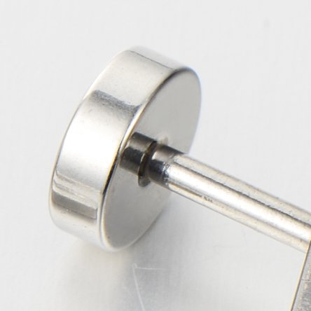 2pcs 7mm Screw Stud Earrings Unisex Men, Stainless Steel Cheater Fake Ear Plugs Gauges Illusion Tunnel - coolsteelandbeyond