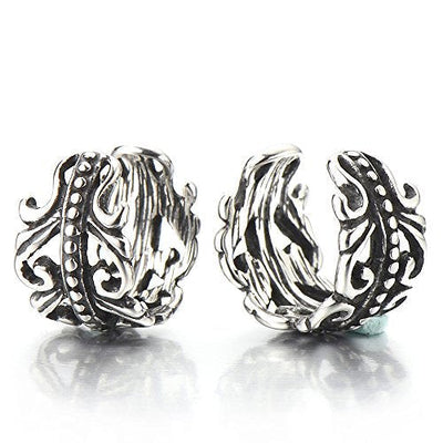 2pcs Gothic Vintage Ear Cuff Ear Clip Non-piercing Clip on Earrings for Men and Women Stainless Steel - coolsteelandbeyond