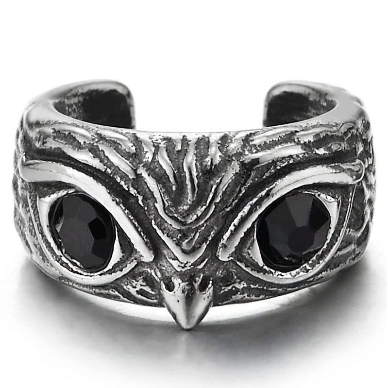 2pcs Mens Women Steel Ear Cuff Ear Clip Non-Piercing Clip On Earrings Vintage Owl Cubic Zirconia Eyes - COOLSTEELANDBEYOND Jewelry