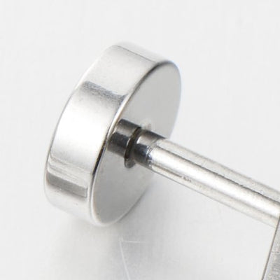 2pcs Satin Screw Circle Stud Earrings for Men Women Steel Cheater Fake Ear Plugs Gauges - coolsteelandbeyond