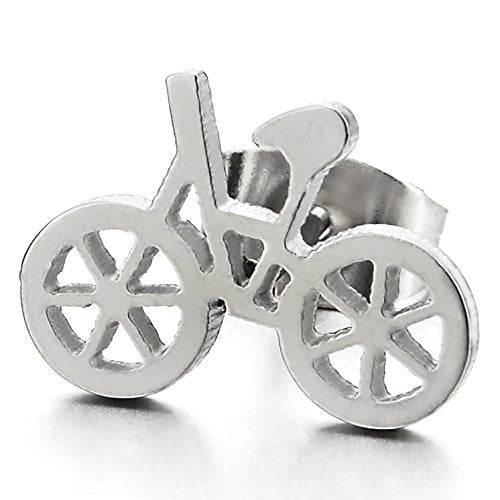 2Pcs Stainless Steel Bicycle Bike Stud Earrings for and Women - COOLSTEELANDBEYOND Jewelry