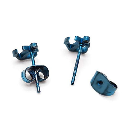 2pcs Stainless Steel Blue Anchor Stud Earrings for Men and Women, Exquisite - COOLSTEELANDBEYOND Jewelry