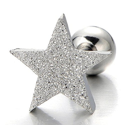 2pcs Star Stud Earrings for Men Women, Stainless Steel Screw Back, Satin Finished - COOLSTEELANDBEYOND Jewelry