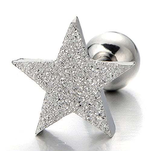 2pcs Star Stud Earrings for Men Women, Stainless Steel Screw Back, Satin Finished - COOLSTEELANDBEYOND Jewelry