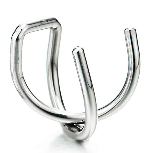 2pcs Steel Crossed Knot Ear Cuff Ear Clip Non-Piercing Clip On Earrings for Men Women - coolsteelandbeyond