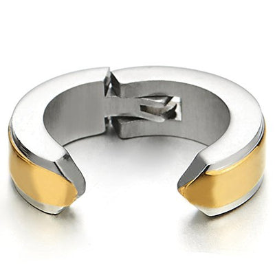 2pcs Steel Huggie Hinged Hoop Earrings Non-Piercing Clip On Earrings Unisex Men Women - coolsteelandbeyond