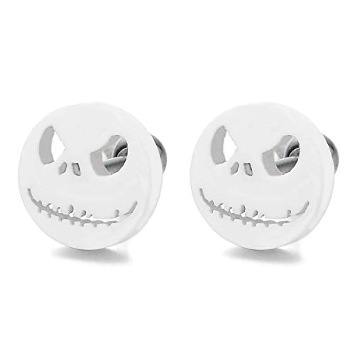 2pcs White Little Monster Stud Earrings in Steel for Men Women, Screw Back, Rock Punk Hipster - coolsteelandbeyond