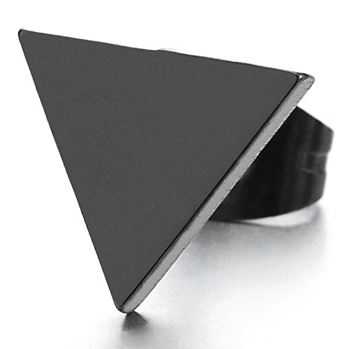 8MM Unisex Stainless Steel Black Flat Triangle Stud Earrings for Men and Women, 2pcs - coolsteelandbeyond