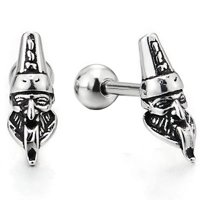 A Pair Man in Hat Stud Earrings in Stainless Steel for Mens Women Punk Biker - COOLSTEELANDBEYOND Jewelry