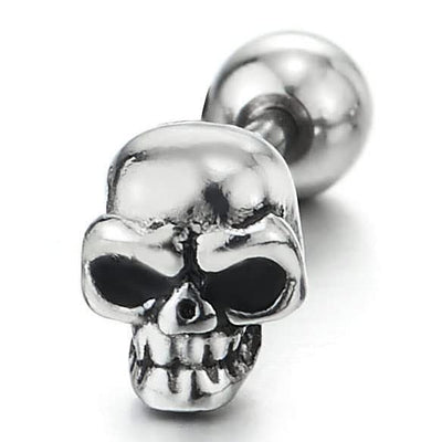 A Pair Mens Women Gothic Small Vintage Skull Stud Earrings in Stainless Steel Punk Biker Polished - COOLSTEELANDBEYOND Jewelry