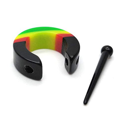 Black Red Yellow Green Spike Huggie Hinged Hoop Earrings for Men Women, Stainless Steel, 2pcs - coolsteelandbeyond