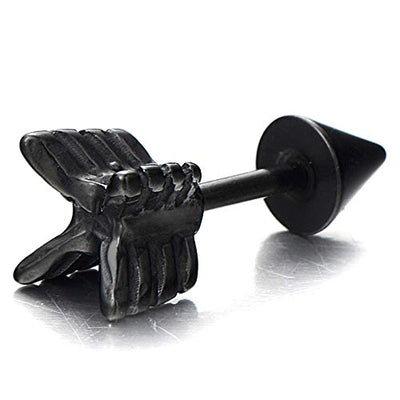 Cool Black Stainless Steel Arrow Spike Stud Earrings for Men Women,2 Pcs - COOLSTEELANDBEYOND Jewelry