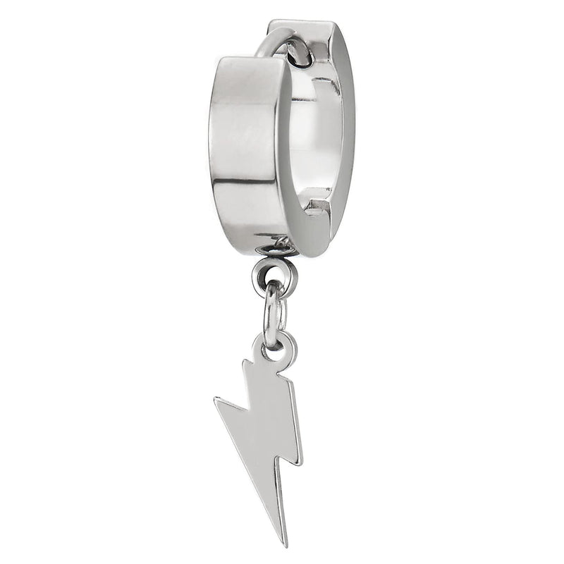 Dangling Lightning Huggie Hinged Earrings for Men Women, Stainless Steel, 2pcs - COOLSTEELANDBEYOND Jewelry