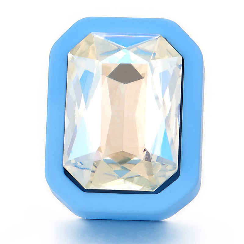 Dazzling Blue Rectangle Statement Stud Earrings with Crystals Wedding Bridal Party - COOLSTEELANDBEYOND Jewelry