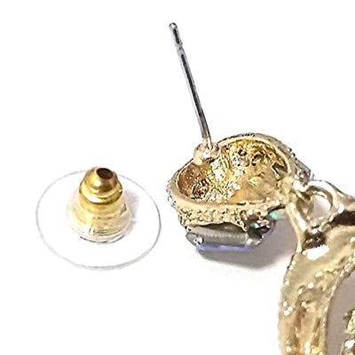 Dress Rainbow Rhinestone Trapezium Crystal Interlocking Oval Large Dangle Statement Gold Earrings - COOLSTEELANDBEYOND Jewelry