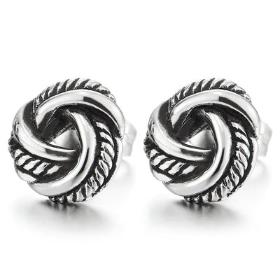 Exquisite Stainless Steel Vintage Love Knot Stud Earrings for Men and Women, 2pcs - coolsteelandbeyond