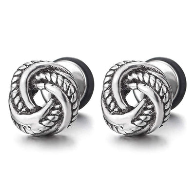Exquisite Stainless Steel Vintage Love Knot Stud Earrings for Men and Women, Screw Back, 2pcs - COOLSTEELANDBEYOND Jewelry