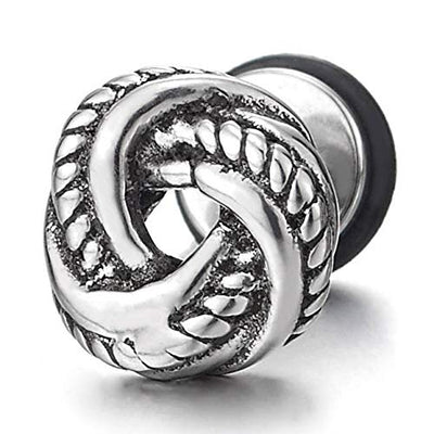 Exquisite Stainless Steel Vintage Love Knot Stud Earrings for Men and Women, Screw Back, 2pcs - COOLSTEELANDBEYOND Jewelry