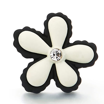 Lovely Black White Flower Statement Stud Earrings with Cubic Zirconia - COOLSTEELANDBEYOND Jewelry