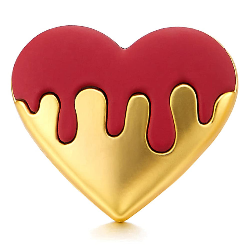 Lovely Gold Color Red Puff Heart Statement Stud Earrings - COOLSTEELANDBEYOND Jewelry