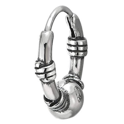 Men Women Stainless Steel Vintage Knot Circle Ball Huggie Hinged Hoop Earrings, Unique - coolsteelandbeyond
