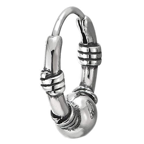 Men Women Stainless Steel Vintage Knot Circle Ball Huggie Hinged Hoop Earrings, Unique - coolsteelandbeyond